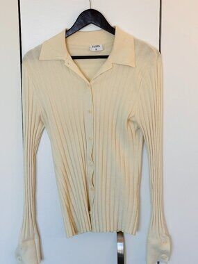 Filippa K Cream White Ribbed Cardigan - Size M